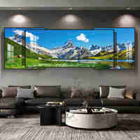 Luxe moderne canapé fond décoration murale peinture paysage cristal porcelaine peinture décoration et cadre