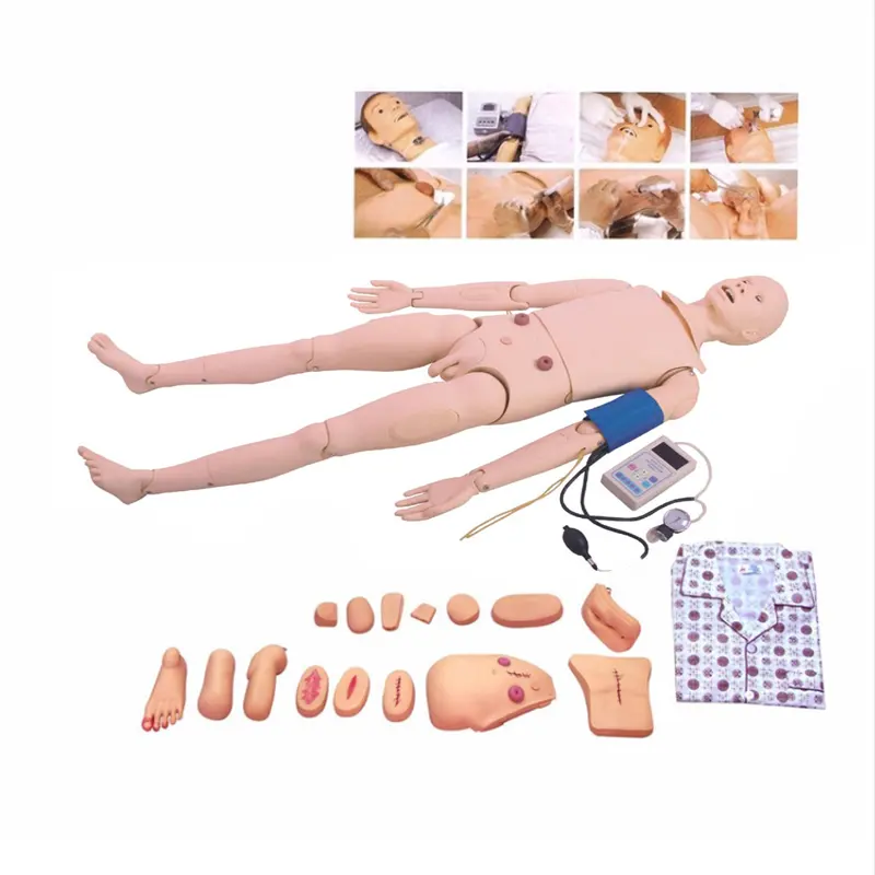 Tıbbi eğitim İnsan CPR mankeni gelişmiş tam fonksiyonlu CPR hemşirelik mankeni kan basıncı