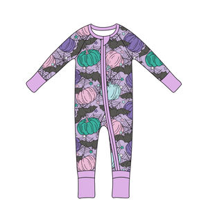 Mameluco con estampado de Halloween para bebé de fábrica personalizado OEM Qingli con estampados de calabaza y murciélago para niños de 0 a 8 años sin tarifa - Product Image 5