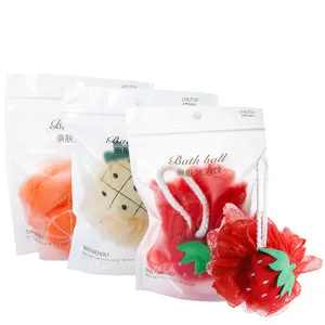 Lameila Mini boule de bain de fruits douce et ravissante, éponge à bulles pour le corps, exfoliant pour la peau, boule de nettoyage, éponge de bain et de douche SY803