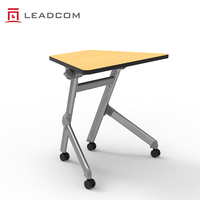Table de formation pliable multi-positions LEADCOM LS-424BS, design moderne, à plateau rabattable trapézoïdal, pour bureau