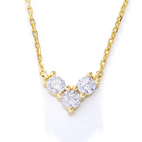 Collar de Cadena Clásico con Tres Piedras Geométricas, Circonita Cúbica, Letra V, Plata S925, Joyería al por Mayor