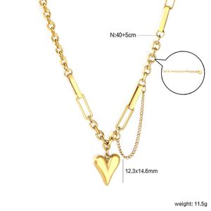 Collar de Acero Inoxidable Impermeable al por Mayor con Dije de Joyería, Cadena de Eslabones Tipo Clip de Oro PVD de 18K y Collar de Corazón para Mujer - Product Image 3