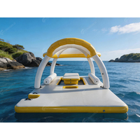 Plataforma Flotante Inflable Resistente para Agua, con Toldo para Protección Solar, para Lago
