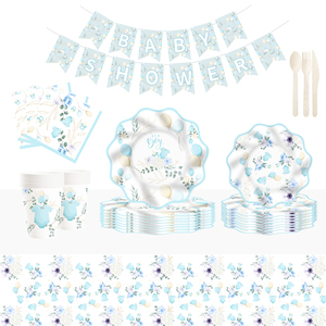 DAMAI - Vajilla Desechable para Fiesta de Revelación de Género de Bebé, Platos y Servilletas de Papel con Diseño de Equipo de Niño, Decoraciones para Baby Shower para 8 Invitados - Product Image 2