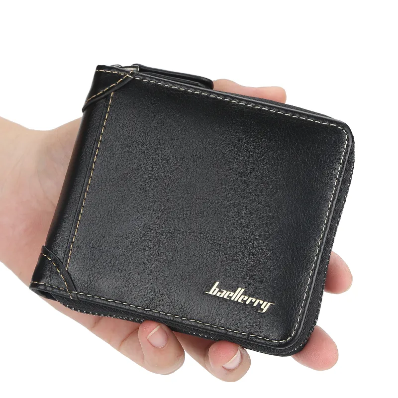 Короткий кошелек Baellerry для мужчин, корейский деловой бумажник с несколькими кармашками для карт, Молодежный клатч с монетницей на молнии тройного сложения, 2019