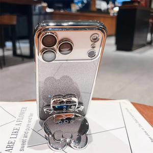 เคสโทรศัพท์ซิลิโคนเคลือบเงาหรูหราพร้อมขาตั้งสำหรับ iPhone 16 15 Air 17, เคส iPhone 17 Pro Max น่ารักสไตล์สาวหวาน - Product Image 4