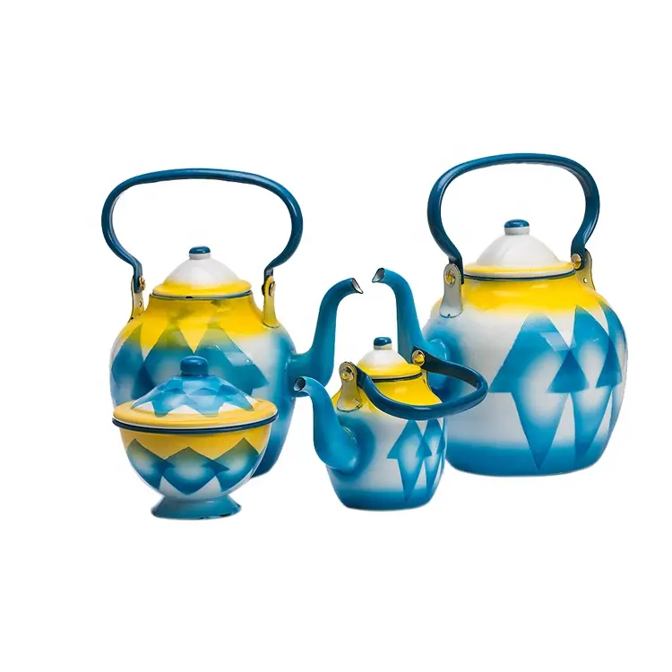 Ketel Arab warna-warni peralatan masak Enamel peralatan makan teko teh kopi Set
