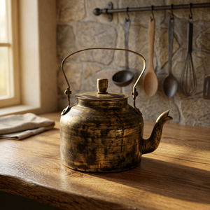 Bouilloire vintage en métal avec couvercle et poignée en métal, pot à eau, théière - Product Image 6