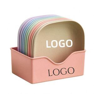 Juego de 10 Platos de Fibra de Trigo PP con Logotipo Personalizado, Platos para Aperitivos Reutilizables, Aptos para el Hogar, Restaurantes y Eventos - Product Image 1