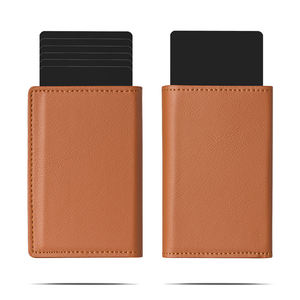 Tarjetero Delgado Antirrobo de Cuero Genuino con Cierre a Presión, Diseño Minimalista para Hombre - Product Image 4