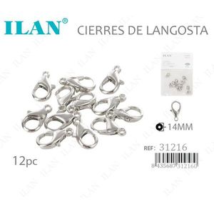 Chiusure a moschettone ILAN da 14 mm, placcate argento, accessori per gioielli, 12 pezzi - Product Image 2