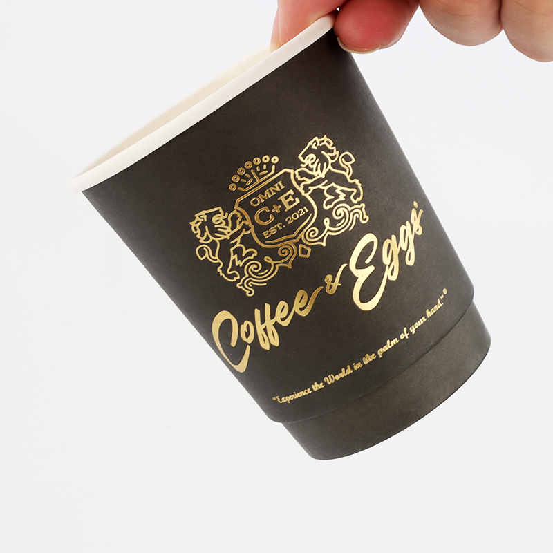 Biodegradable Custom logo Printed Disposable Double Wall Paper Coffee Cup with Lids For Coffee Take Away Packaging