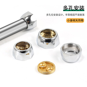 Zinc Alloy Octagonal Flange Seat For Clothes <b>Rail</b> <b>Wall</b> Mount Chrome Plated Non Detachable Hardware Accessory - Product Image 2