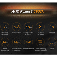 100% New AMD R7 5700X CPU 3.4GHz/8-Core/16 Thread for Desktop Computer Scrap PC Accessories with AM4 Socket