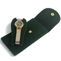 Étui de voyage pour montre en velours et cuir suédé, personnalisable avec logo, pochette enveloppe verte haut de gamme avec insert