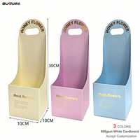 Boîte à fleurs avec poignée, estampage doré, boîtes cadeaux pour fleurs, boîte pour bouquet de fleurs, boîte pour arrangement floral, emballage cadeau pour fleuristes