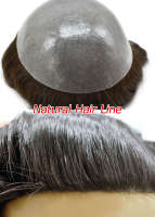 Système capillaire court en cheveux humains PAPY, base fine en peau collée non chirurgicale, toupet pour hommes