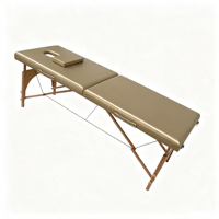 Table de massage pliante de luxe à 2 sections, pieds en bois, lit de spa portable pour usage professionnel
