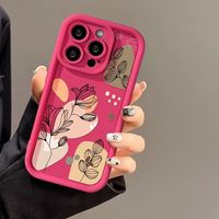 Rétro ligne fleur impression TPU housse de téléphone portable pour iPhone 17 16 15 PRO avec échelle lentille Style antichoc affaires