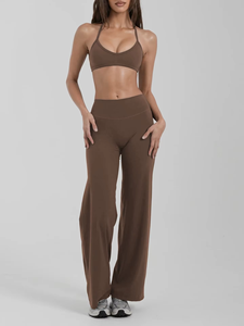 Women Custom Soft Straight Leg <b>Leggings</b> and Halter Bra Set Fitness Yoga <b>Flare</b> <b>Leggings</b> and Bra Workout Set for Women - Product Image 3