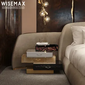 WISEMAX FURNITUREモダンで豪華な木製ナイトスタンドホームホテル家具寝室用木製ベッドサイドテーブル