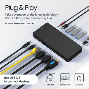 Syong <span class=keywords><strong>USB</strong></span> C Docking Station,13 in 1 - Dual DisplayPort + HDMI + 10Gbps,6 <span class=keywords><strong>USB</strong></span> C/A,100W PD,RJ45, sd/tf, เสียง, ฮับ <span class=keywords><strong>USB</strong></span> C สำหรับ dell/hp/pc - Product Image 2