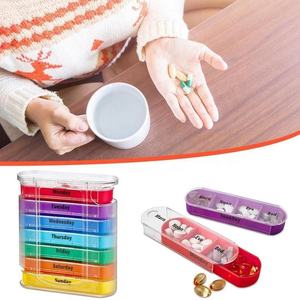 Kotak pil desain baru kustom Dispenser penyimpanan obat plastik kotak pil 7 hari mingguan 28 kompartemen untuk perjalanan rumah - Product Image 4