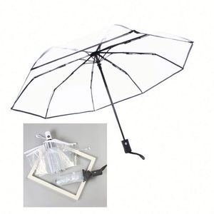 Paraguas Plegable Transparente con Logotipo Personalizado, Automático, de Apertura y Cierre Automático, para Lluvia y Bodas - Product Image 1