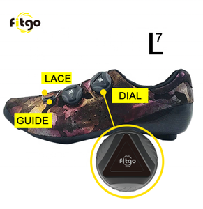 Fitgo Supper sepatu sepeda MTB serat karbon, sepatu sepeda kunci Fitgo Dial Fit dengan tali sepatu freelock, sistem renda untuk sepatu bersepeda - Product Image 1