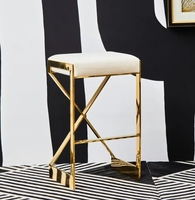 Chaise de comptoir haute de luxe chaise de bar en acier inoxydable doré tabouret de bar en velours pour hôtel maison pub mariage