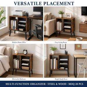 Retro Style Two-Layer Standing Type Wood Durable Large Capacity Vinyl <strong>Record</strong> Storage <strong>Cabinet</strong> for Home Living Room Decor Use - Product Image 3