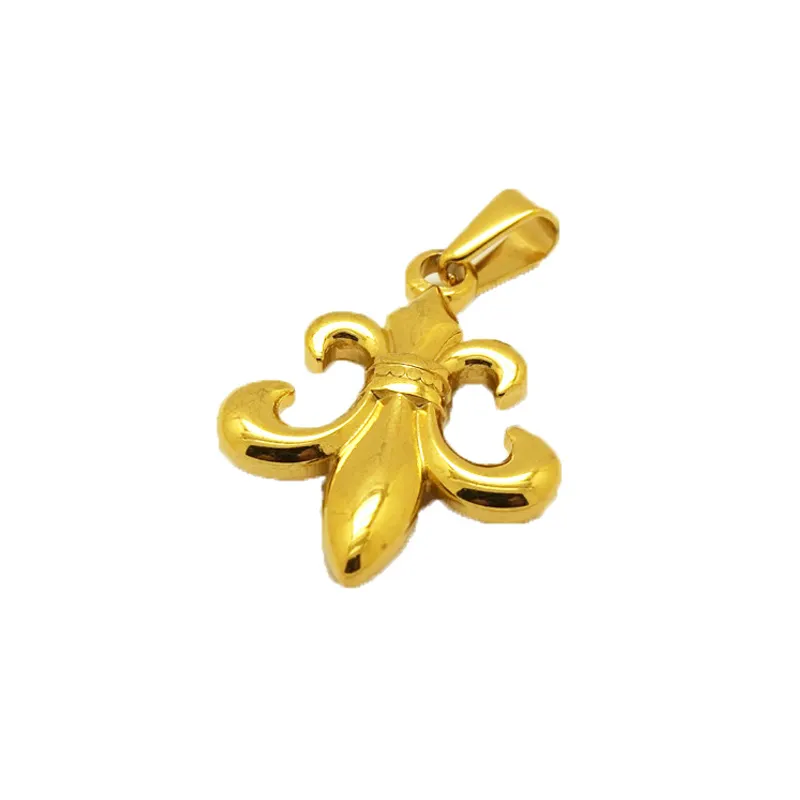 In Magazzino Fleur De Lis Del Mondo Scout Emblema Simbolico Gioielli In Acciaio Inossidabile 24k Ciondolo In Oro
