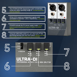 Instrument de <span class=keywords><strong>guitare</strong></span> audio professionnel SD2 Active 2 canaux DI Box pour scène - Product Image 5