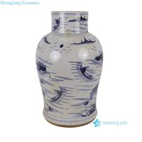 Vase de table en céramique antique RZPJ27-A-B Jingdezhen, peint à la main, motif floral et d'oiseaux bleu et blanc, paysage, décoration