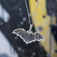 Pendentif chauve-souris unisexe en argent sterling 925 personnalisé glacé Hip Hop Moissanite noire VVS avec testeur de diamants bijoux unisexe