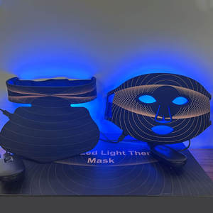 Masker kecantikan terapi lampu LED 4 warna, masker terapi foton silikon dengan lampu LED merah dan biru NIR untuk perawatan diri - Product Image 2