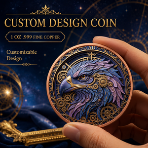 Moneda <span class=keywords><strong>de</strong></span> Cobre Puro 999 <span class=keywords><strong>de</strong></span> 1 oz, Diseño <span class=keywords><strong>de</strong></span> Águila Biónica, Relieve 3D, Color UV, Acabado Tipo Proof, Arte Metálico Cybernetic Sky Lord - Product Image 1