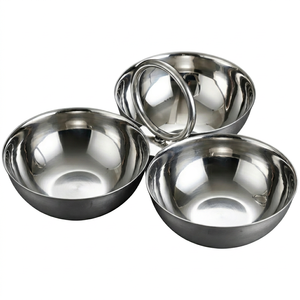 Tazón para Servir Aperitivos de Acero Inoxidable 304, Bandeja Redonda de Metal Pulido para Frutas, Postres y Dulces, Portátil para Fiestas en Casa - Product Image 1