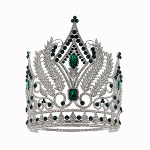 Ornate <b>Leaf</b> Pattern Crystal <b>Crown</b> Tall Silver Plated Rhinestone Tiara For Women Pageant Prom Party - Product Image 5