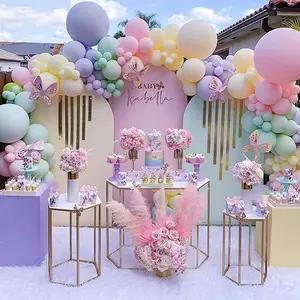 Set dekorasi pesta ulang tahun, 158 buah Set Macaron balon Garland lengkungan pesta ulang tahun perayaan bayi