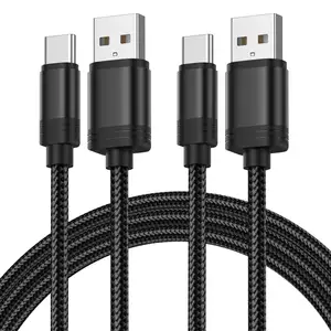 Cable de carga tipo C cable USB de aluminio trenzado de nailon cable de datos USB de carga rápida para teléfono móvil