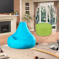 Fauteuil pouf triangulaire au design moderne pour adultes, intérieur/extérieur, surdimensionné, rembourrage en billes, housse amovible, Oxford 600D enduit de PVC
