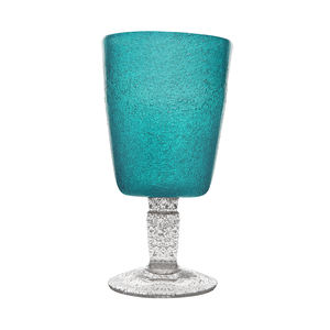 Verre à vin moderne MEMENTO-GOBLET LINE en verre turquoise soufflé à la main, forme cloche, 30 cl - Product Image 1