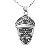 Collier pendentif crâne en acier titane pour homme, style militaire, design géométrique rétro, bijoux de mode en acier inoxydable
