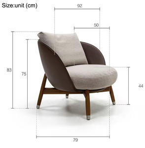 Chaise longue minimaliste moderne en cuir et tissu, fauteuil relaxant, confortable pour le salon et la chambre à coucher - Product Image 6