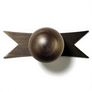 Round Knob with Swallowtail Backplate Antique Brass Cabinet <b>Drawer</b> Furniture <b>Vintage</b> Style Decorative Knobs For Home Accessories - Product Image 1