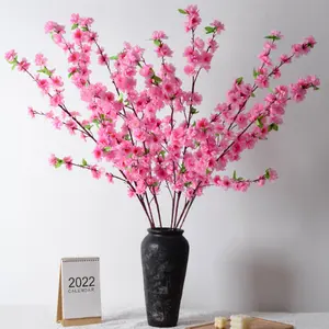 Wholesale Artificial Flower Bush Artificial Floral Backdrop Peach Blossom Wedding Decoration