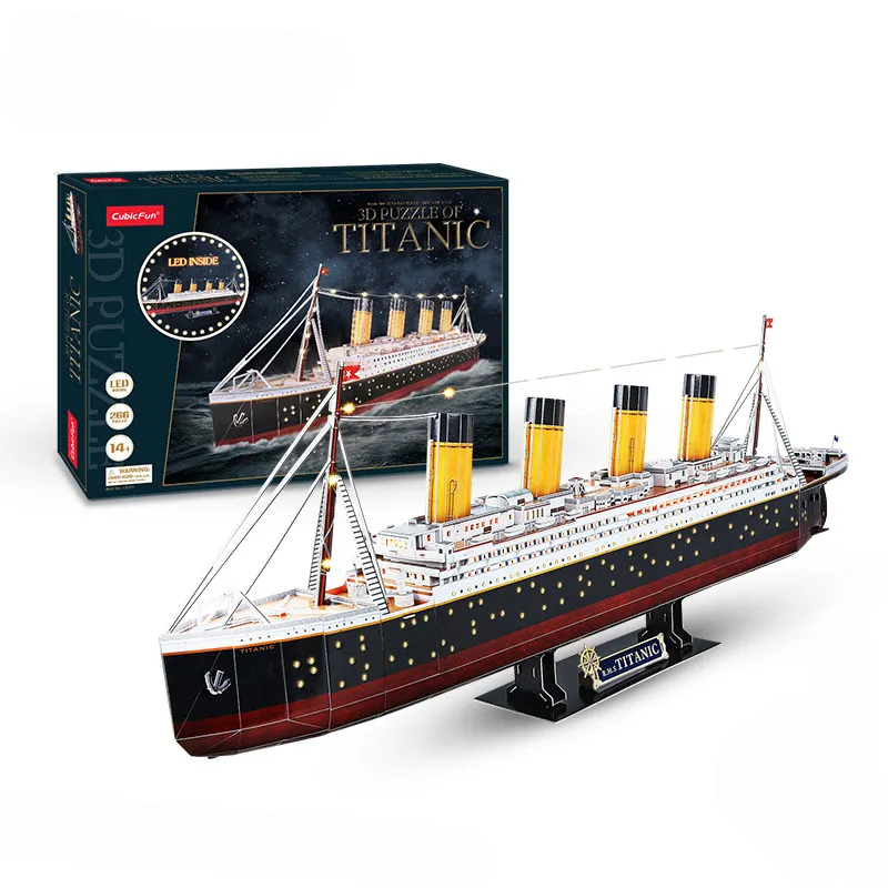 Baru kedatangan permainan kertas DIY HMS Victory Model dirakit lampu LED Titanic 3D Jigsaw Puzzle untuk dewasa mainan