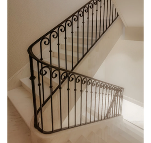 <span class=keywords><strong>Rampe</strong></span> en <span class=keywords><strong>fer</strong></span> classique avec main courante en bois, balustre traditionnel, garde-corps solide pour escalier de maison <span class=keywords><strong>ancienne</strong></span> - Product Image 2